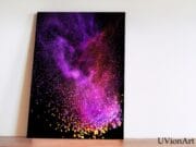Chromaflare Abstract Wall Art – Vibrant UV Print on Tempered Glass – Purple and Orange Explosion Design – Bold Glass Art by UVionArt - Image 5