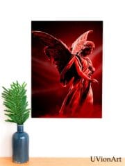 Crimson Angel Wall Art – Gothic Abstract Angel Poster, Spiritual Fantasy Digital Artwork, UVionArt Print