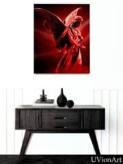 Crimson Angel Wall Art – Gothic Abstract Angel Poster, Spiritual Fantasy Digital Artwork, UVionArt Print - Image 3