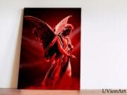 Crimson Angel Wall Art – Gothic Abstract Angel Poster, Spiritual Fantasy Digital Artwork, UVionArt Print - Image 5