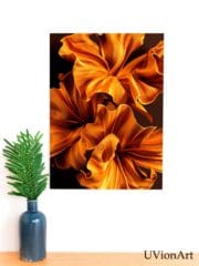 Sculptural Luxury Abstract Art Print – Elegant Gold & Amber Flow Texture for Contemporary Interiors, UVionArt Poster