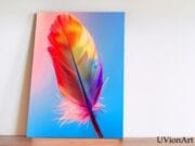 Rainbow Feather Wall Art – Vibrant Colorful Print on Sky Gradient Background, Modern Nature Decor by UVionArt - Image 5