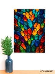 Gembeat Abstract Wall Art – Colorful Crystal Pattern Print, Modern Geometric Gemstone Poster, Rainbow Stone Art for Living Room or Office