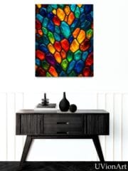 Gembeat Abstract Wall Art – Colorful Crystal Pattern Print, Modern Geometric Gemstone Poster, Rainbow Stone Art for Living Room or Office - Image 3