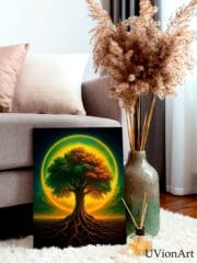 Tree of Life – Surreal Sacred Tree, Glowing Solar Ring Wall Poster, Mystical Nature Artwork for Home Decor by UVionArt - Image 2