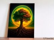 Tree of Life – Surreal Sacred Tree, Glowing Solar Ring Wall Poster, Mystical Nature Artwork for Home Decor by UVionArt - Image 5