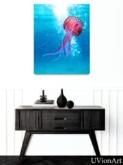 Lumaqua – Vibrant Jellyfish Wall Art, Underwater Ocean Scene, Marine Life Print, Ocean Lover Decor by UVionArt - Image 3