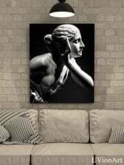 Marble Echo – Classical Sculpture Wall Art, Black and White Fine Art Print, Minimalist Greco-Roman Decor by UVionArt - Image 4