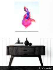Rosamara Betta Fish Wall Art – Elegant UV Printed Glass Decor in Pink & Violet by UVionArt - Image 3
