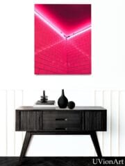 Neon Blush Wall Art – UV Printed Glass Artwork with Pink Tile & Light Glow – Bold Modern Decor - Image 3