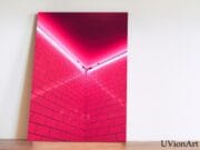 Neon Blush Wall Art – UV Printed Glass Artwork with Pink Tile & Light Glow – Bold Modern Decor - Image 5