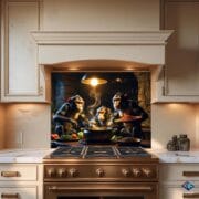 Three Monkeys Cooking – Funny Glass Backsplash Art for Kitchen | UV Printed Tempered Glass Backsplash by UVionArt - Image 9