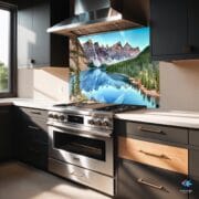 Mountain Lake Glass Backsplash – Scenic Nature Wall Art for Kitchen | Tempered Glass UV Panel by UVionArt - Image 2