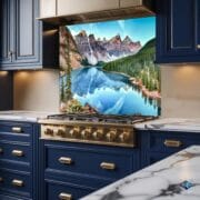 Mountain Lake Glass Backsplash – Scenic Nature Wall Art for Kitchen | Tempered Glass UV Panel by UVionArt - Image 3