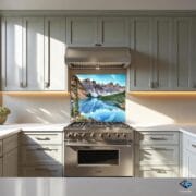Mountain Lake Glass Backsplash – Scenic Nature Wall Art for Kitchen | Tempered Glass UV Panel by UVionArt - Image 6