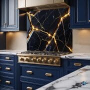 Black and Gold Marble Glass Backsplash – Luxury UV Printed Kitchen Wall Panel | Tempered Glass Art by UVionArt - Image 5