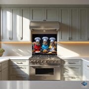 Chef Squirrels Kitchen Glass Backsplash – Cute Animal Wall Panel | UV Printed Tempered Glass Art for Fun Cooking Spaces - Image 3
