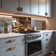 Miniature Kitchen Scene Glass Wall Art – Cozy Vintage Style | UV Printed Tempered Glass Backsplash for Kitchen Decor - Image 3