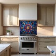 Colorful Mandala Flower Glass Backsplash – UV Printed Tempered Glass for Kitchen Decor | Boho Spiritual Art Panel - Image 4