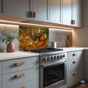 Tiny Chefs Kitchen Glass Backsplash – Whimsical Cooking Scene on Tempered Glass | Pastel Art UV Printed Panel by UVionArt - Image 8