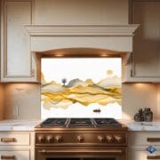 Gold Landscape Kitchen Backsplash | Tempered Glass UV Print | Heat Resistant Tempered Glass Panel | Easy Clean Modern Stove Splashback - Image 4