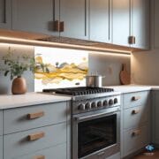 Gold Landscape Kitchen Backsplash | Tempered Glass UV Print | Heat Resistant Tempered Glass Panel | Easy Clean Modern Stove Splashback - Image 8