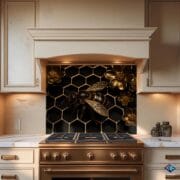 Bee & Honeycomb Glass Backsplash | UV Printed Kitchen Panel | Black Gold Tempered Glass | Heat Resistant, Easy Clean Splashback - Image 7