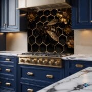 Bee & Honeycomb Glass Backsplash | UV Printed Kitchen Panel | Black Gold Tempered Glass | Heat Resistant, Easy Clean Splashback - Image 5