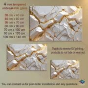 White & Gold Glass Kitchen Backsplash | 3D Crystal Effect | UV Printed Tempered Glass | Heat Resistant Splashback | Luxury Wall Art - Image 7
