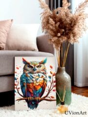 Colorful Owl Glass Wall Art | Vibrant Animal Illustration Print | UV on Tempered Glass | Modern Bird Decor | Boho Nature Home Accent - Image 3