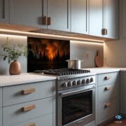 Dark Forest Kitchen Backsplash | Tempered Glass Wall Panel | UV Printed Woodland Art | Moody Nature Decor | Heat-Resistant Panel - Image 4