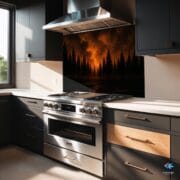 Dark Forest Kitchen Backsplash | Tempered Glass Wall Panel | UV Printed Woodland Art | Moody Nature Decor | Heat-Resistant Panel - Image 5