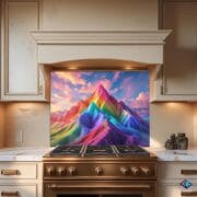 Rainbow Mountain Kitchen Backsplash | UV Printed Glass Panel | Vibrant Landscape Stove Splashback | Colorful Boho Wall Art - Image 7