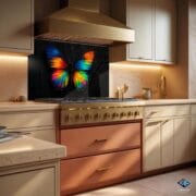 Rainbow Butterfly Glass Backsplash | UV Printed Kitchen Wall Panel | Vibrant Insect Art on Tempered Heat-Resistant Glass - Image 6