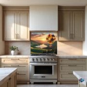 Fruit Balloon Glass Backsplash | Colorful UV Printed Kitchen Panel | Whimsical Nature Scene with Sunset & Fruit Hot Air Balloon by UVionArt - Image 10
