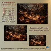 Copper Flow Abstract Glass Backsplash | UV Printed Tempered Glass Panel for Kitchen | Rustic Bronze Lava Art by UVionArt - Image 2