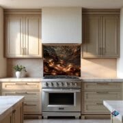 Copper Flow Abstract Glass Backsplash | UV Printed Tempered Glass Panel for Kitchen | Rustic Bronze Lava Art by UVionArt - Image 10