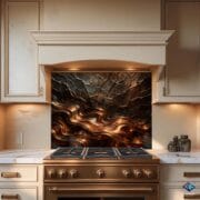 Copper Flow Abstract Glass Backsplash | UV Printed Tempered Glass Panel for Kitchen | Rustic Bronze Lava Art by UVionArt - Image 9