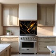 Modern Black and Gold Abstract Glass Backsplash | Luxury Kitchen UV Print Panel | Elegant Wave Design Splashback by UVionArt - Image 10