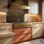 Tree of Life Tempered Glass Backsplash | Bronze Relief-Style Kitchen Wall Panel | UV Printed Rustic Art Decor | Unique Kitchen Art - Image 6