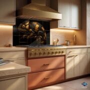 Tempered Glass Kitchen Backsplash – Gold & Black Geometric Chameleon Art – Modern UV Printed Wall Panel – Heat Resistant Stove Decor - Image 6