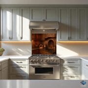 Traditional Copper Kitchen Backsplash – Ottoman Style UV Printed Glass Panel – Tempered Glass Stove Wall Art - Image 8