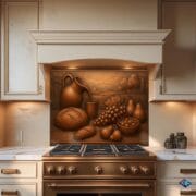 Rustic Kitchen Still Life Backsplash – Bronze Tempered Glass Panel with Bread and Fruit – UV Printed Stove Wall Art - Image 9