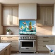 Tropical Fruit Surf Party Kitchen Backsplash | Vibrant Tempered Glass Panel | Fun Summer UV Print Wall Decor - Image 10