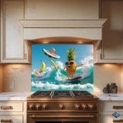 Tropical Fruit Surf Party Kitchen Backsplash | Vibrant Tempered Glass Panel | Fun Summer UV Print Wall Decor - Image 9