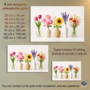 Pastel Vase Flower Panel | Tempered Glass Kitchen Backsplash | UV Printed Spring Floral Decor by UVionArt - Image 2