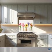 Pastel Vase Flower Panel | Tempered Glass Kitchen Backsplash | UV Printed Spring Floral Decor by UVionArt - Image 8