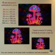 Neon Mushroom Backsplash Panel – Psychedelic UV Printed Tempered Glass Art for Modern Kitchens - Elegant Kitchen Backsplash by UVionArt - Image 2