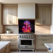 Neon Mushroom Backsplash Panel – Psychedelic UV Printed Tempered Glass Art for Modern Kitchens - Elegant Kitchen Backsplash by UVionArt - Image 10