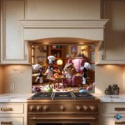 Whimsical Chef Ants & Hamster Feast – UV Printed Tempered Glass Backsplash for Fun Kitchen Decor - Image 9